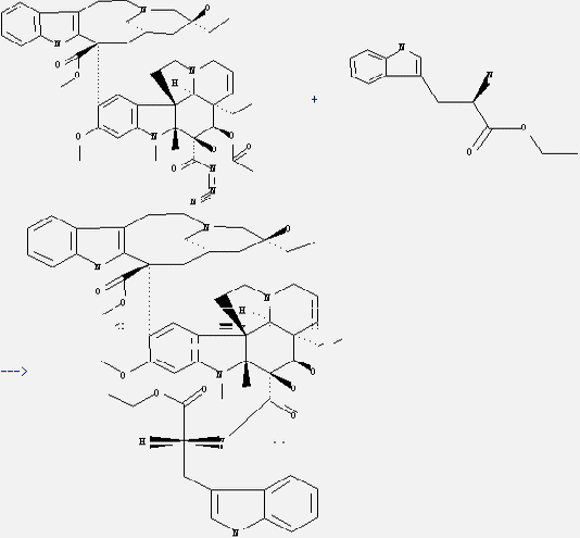 L-Tryptophan, ethylester and deactylvinblastine acid azide can be used to produce C57H70N6O9 
